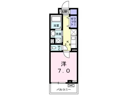 ウィステリア・リブⅠ(1K/2階)の間取り写真