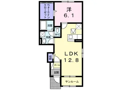 アンジェロ(1LDK/1階)の間取り写真