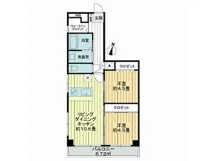 川越富士見マンションA棟(2LDK/4階)の間取り写真