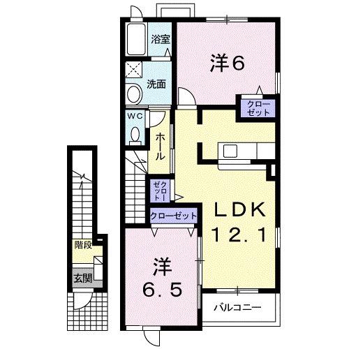 メゾン・ポワールⅠ(2LDK/2階)の間取り写真