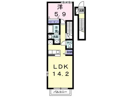 IWING21(1LDK/2階)の間取り写真