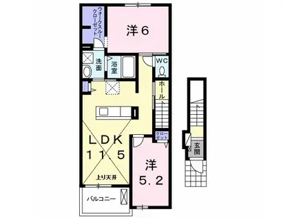 カレント・美郷Ⅲ(2LDK/2階)の間取り写真