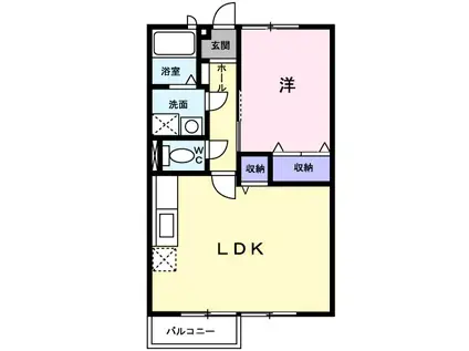 エステ-トKⅡ(1LDK/1階)の間取り写真