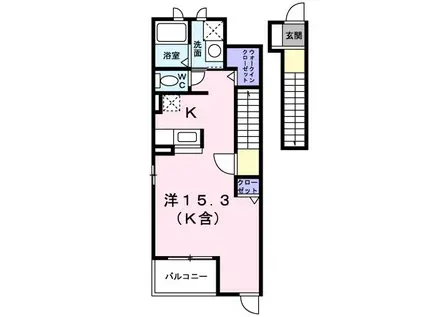 アダージュⅡ(ワンルーム/2階)の間取り写真