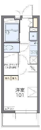レオパレスウイング元城B(1K/2階)の間取り写真