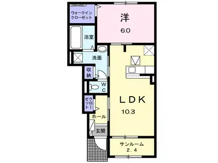 グラース クローⅦ(1LDK/1階)の間取り写真
