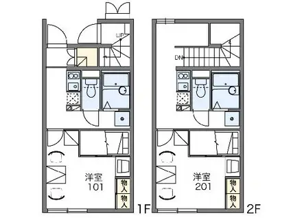 レオパレス若葉(1K/2階)の間取り写真
