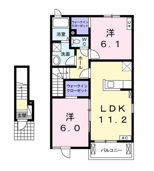 メゾン グラース Ⅰ(2LDK/2階)の間取り写真