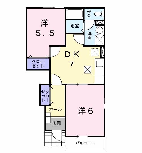 アヴニールⅩ(2DK/1階)の間取り写真