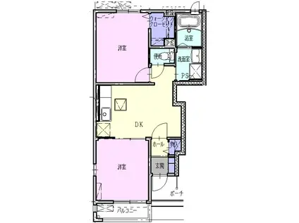 ポプラリテートB(2DK/1階)の間取り写真