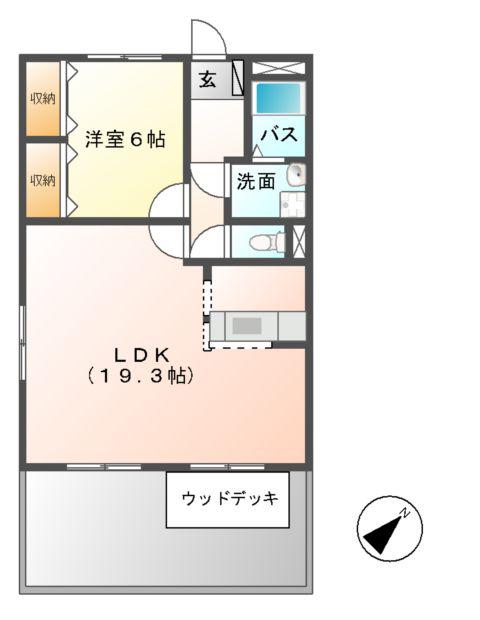 レジデンス O(1LDK/1階)の間取り写真