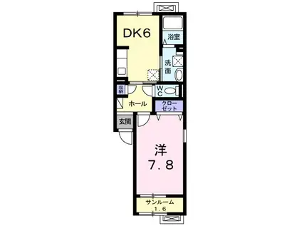 グレイスロードⅢ(1DK/1階)の間取り写真