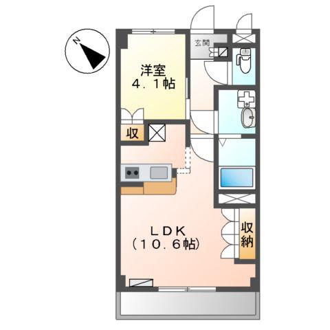 スカイハイツN(1LDK/1階)の間取り写真