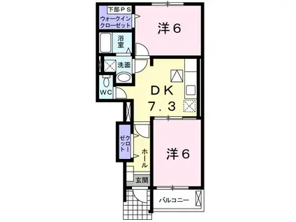 エレガンシアⅣ(2DK/1階)の間取り写真