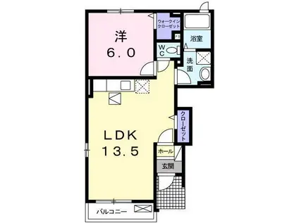 タウニー屋敷(1LDK/1階)の間取り写真