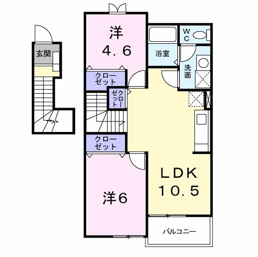 アルカンシエルⅠ(2LDK/2階)の間取り写真