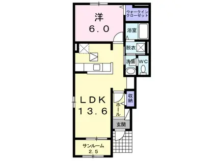 グランパール富里七栄 Ⅱ(1LDK/1階)の間取り写真