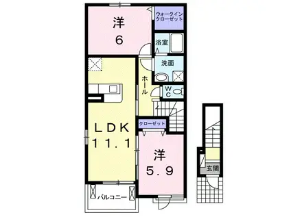 コンフォート(2LDK/2階)の間取り写真