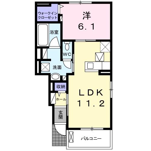 メゾンフォリアB(1LDK/1階)の間取り写真