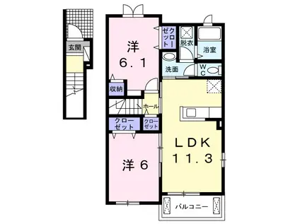 リーアル・キャスルⅢ(2LDK/2階)の間取り写真