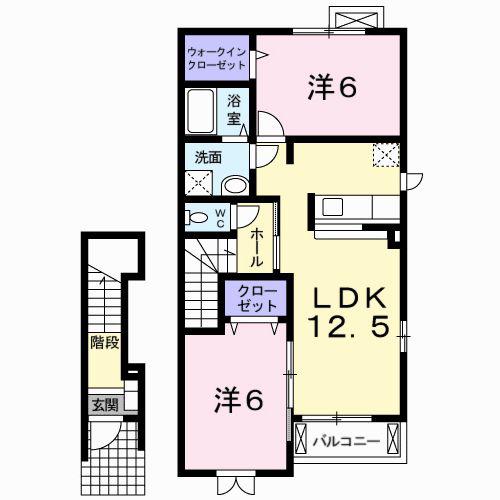 セントラルアンジュⅡ(2LDK/2階)の間取り写真