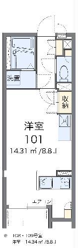 レオネクストイディアルT(ワンルーム/2階)の間取り写真