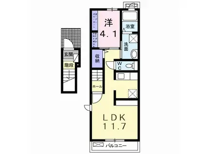 ヴァンクールⅣ(1LDK/2階)の間取り写真