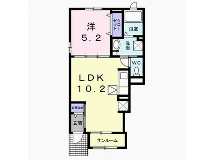 エアリーガーデンⅤ(1LDK/1階)の間取り写真