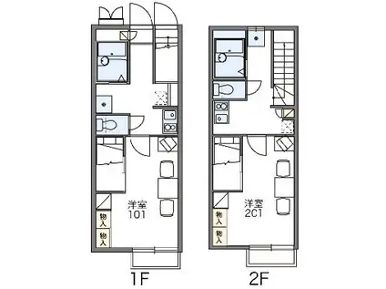 レオパレス新町(1K/2階)の間取り写真