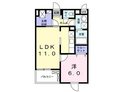 ジュピター(1LDK/4階)の間取り写真