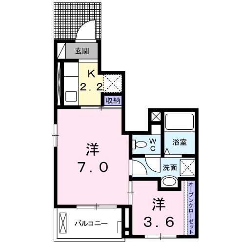 サンパティークⅡ(1K/1階)の間取り写真