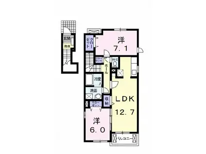 ミルトⅡ(2LDK/2階)の間取り写真