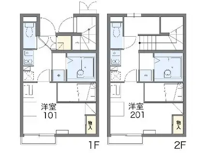 レオパレスカワシマⅡ(1K/2階)の間取り写真