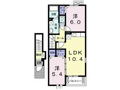 グレイスコートⅡ(2LDK/2階)の間取り写真