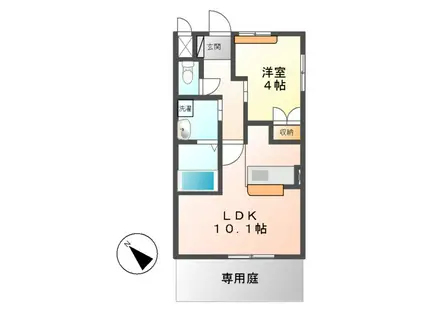 FLORA(1LDK/1階)の間取り写真