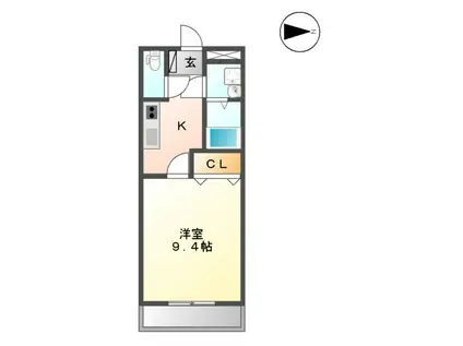 ヴィラ・シフォンⅡ(1K/1階)の間取り写真