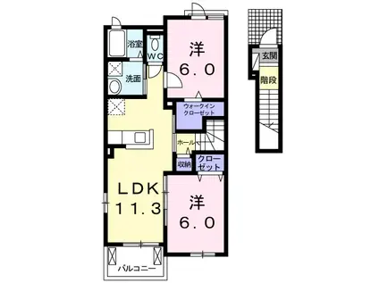 BEATRICE Ⅰ(2LDK/2階)の間取り写真