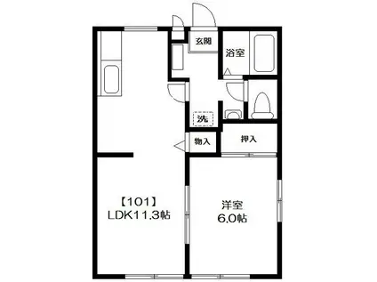 スカイハイツ(1LDK/1階)の間取り写真