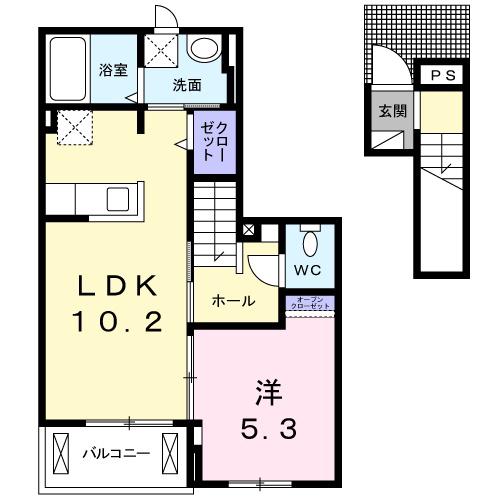 フォレストハイツⅠ(1LDK/2階)の間取り写真
