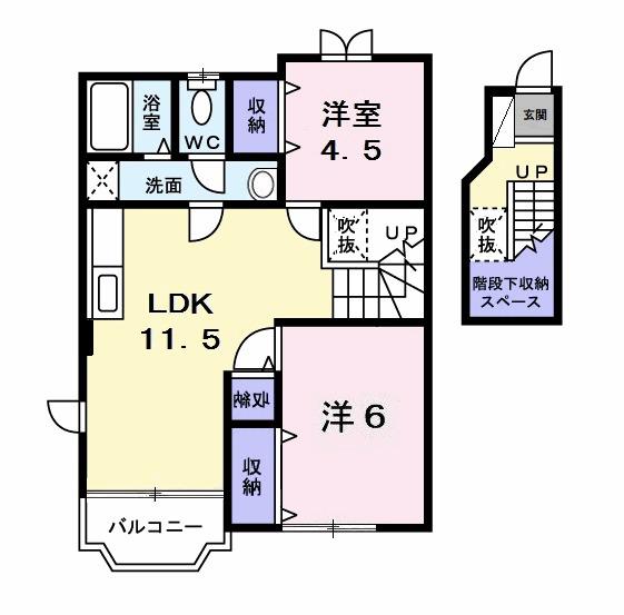 サンフラワーパレスⅠ(2LDK/2階)の間取り写真