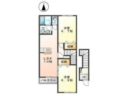 グリーンコート(2LDK/2階)の間取り写真