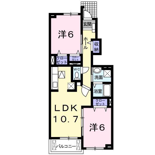 アンジェリカーレⅡ(2LDK/1階)の間取り写真