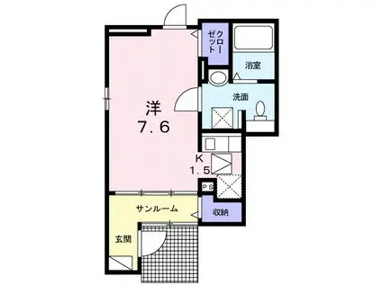 プランドール文丘(1K/1階)の間取り写真