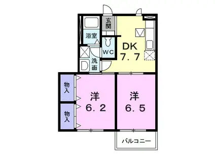 レジデンスマルヨB(2DK/1階)の間取り写真