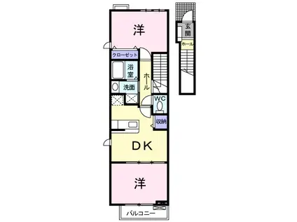 プチ・ヴェール(2DK/2階)の間取り写真