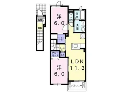 ステファニーⅡ(2LDK/2階)の間取り写真