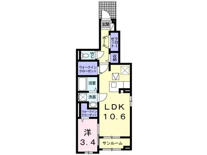 ベル・プロムナードⅠ(1LDK/1階)の間取り写真