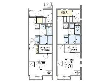 レオネクストほたる(1K/1階)の間取り写真