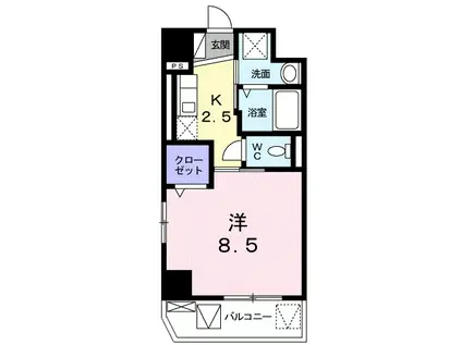 パークサイド K(1K/3階)の間取り写真