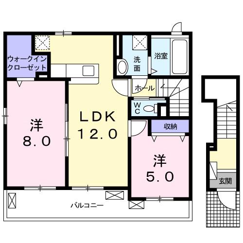 ステラ Ⅱ(2LDK/2階)の間取り写真